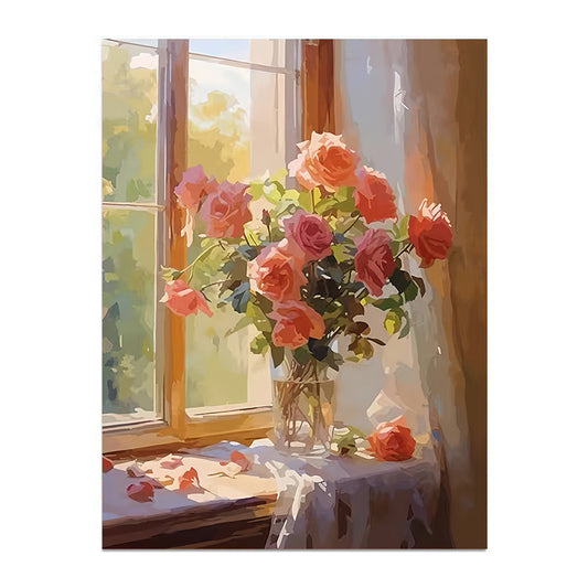 Painting By Numbers Kit - Flowers On The Windowsill
