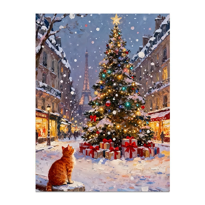 Painting By Numbers Kit - Kitten under the Christmas Tree