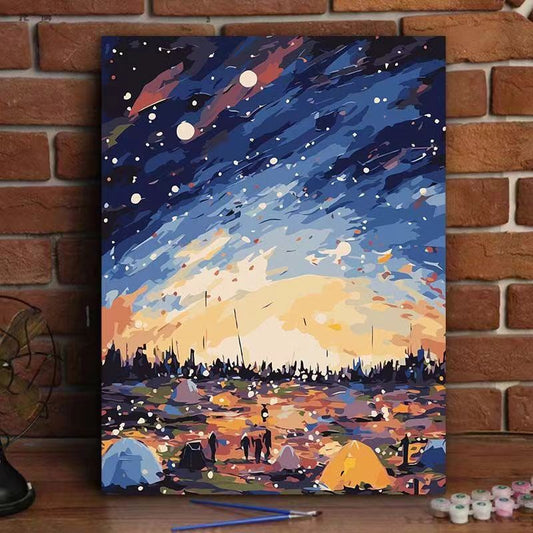 Paint By Numbers Kit - Tent Camp and Starry Sky