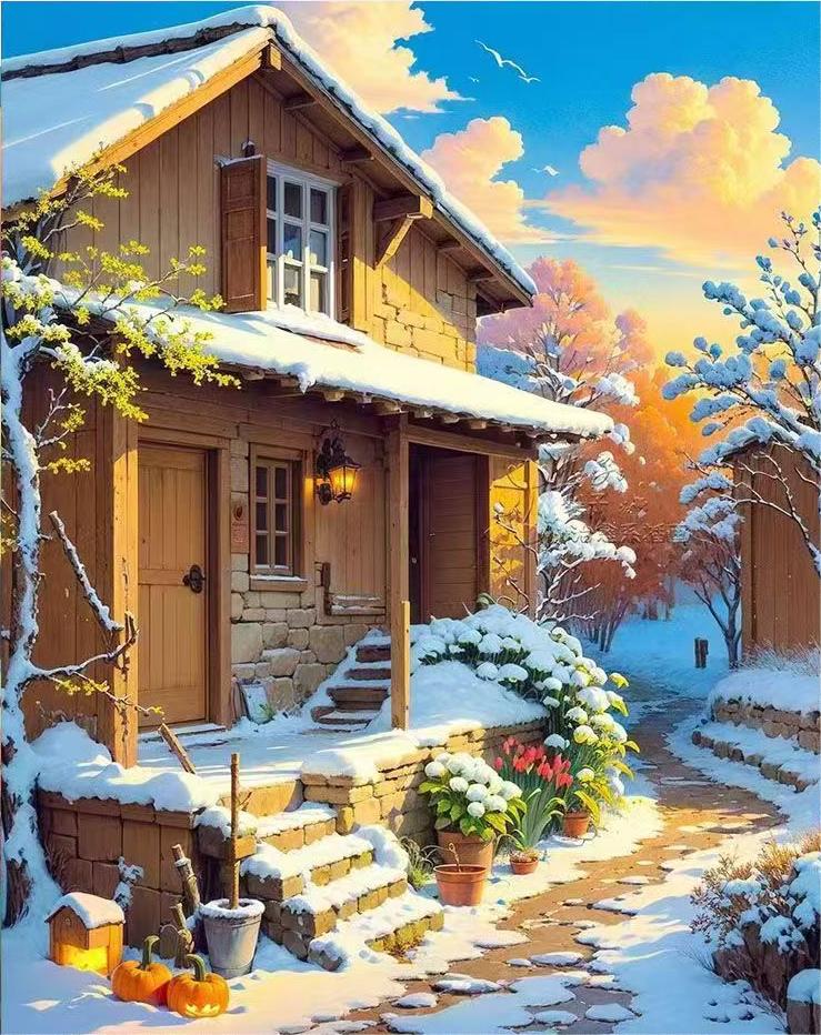 Paint By Numbers Kit - Snow and House 4