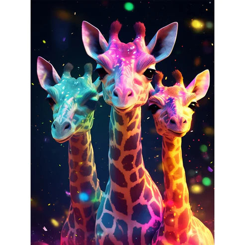 DIY 5D Diamond Painting Kit - Thress Giraffes Painting