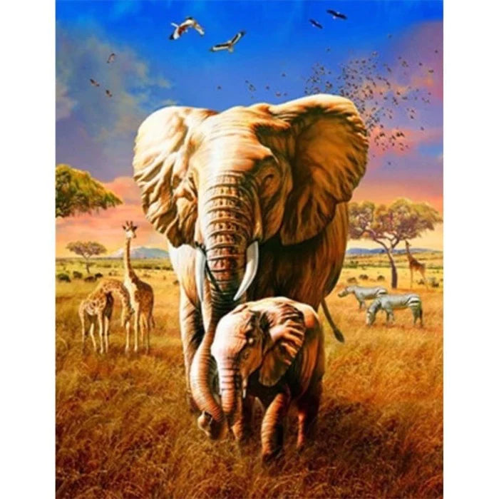 Paint By Numbers Kit - Elephants