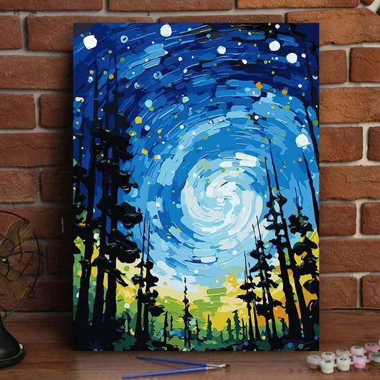 Paint By Numbers Kit - Forest and Starry Sky