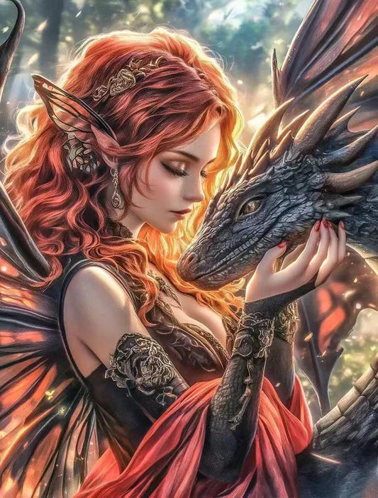 DIY Diamond Painting Kits - Woman and Dragon