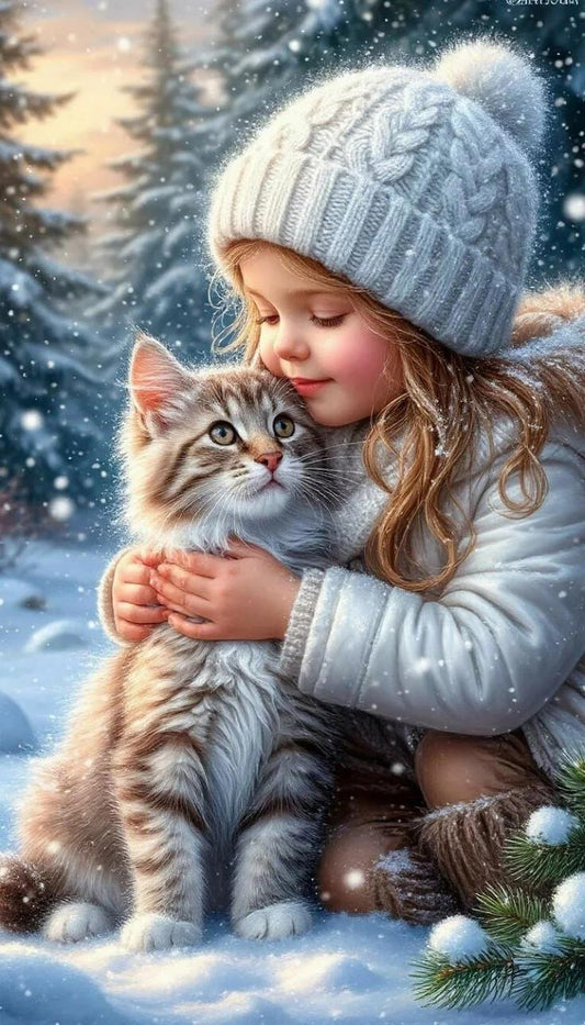 DIY Diamond Painting Kits - Girl And Cat