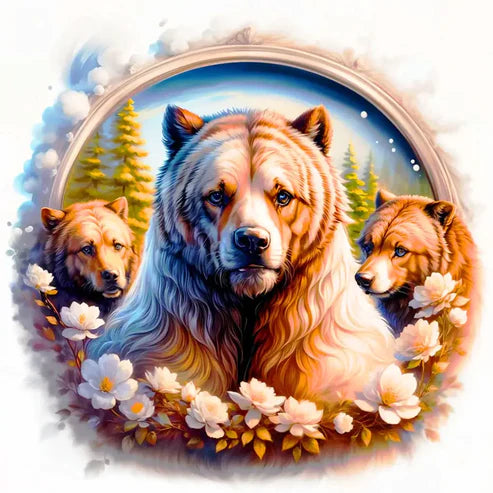 DIY 5D Diamond Painting Kit - Flower Frame Bear