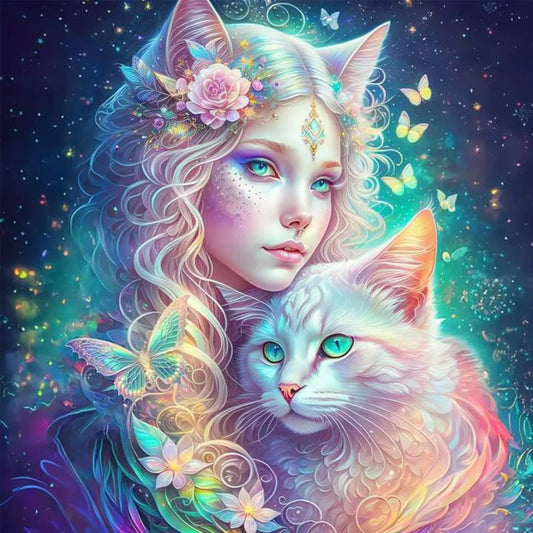 DIY Diamond Painting Kits - Girl And Cat