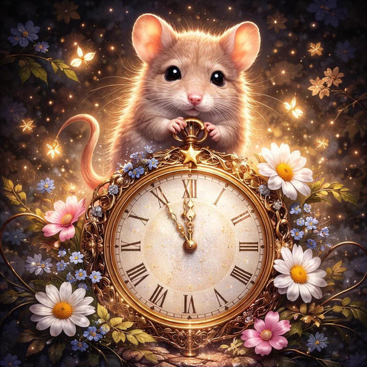 DIY Diamond Painting Kits - Hamster and Clock