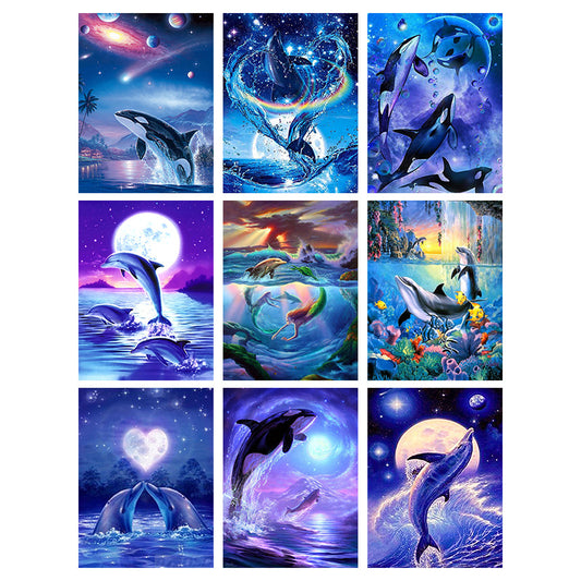 DIY Diamond Painting Kit - Round Drills Ocean Whales 30*40CM