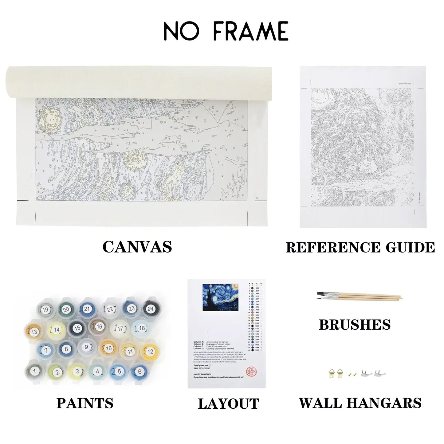 Paint by numbers kit without frame| what's in your pbn package