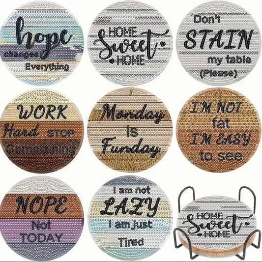 Saying Diamond Painting Coasters 8Pcs