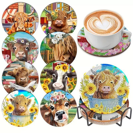 Yak Diamond Painting Coasters 8Pcs