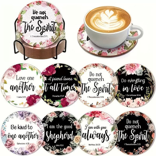 Saying Diamond Painting Coasters 8Pcs