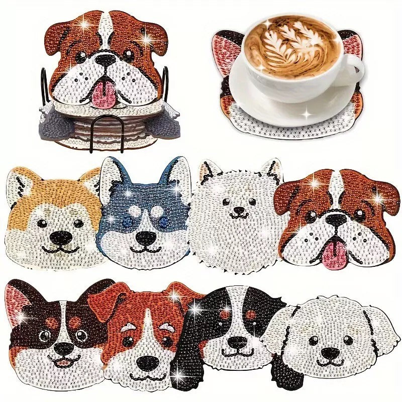 Cute Dogs Diamond Painting Coasters 8Pcs