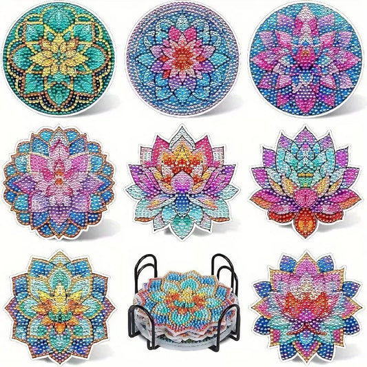 Mandala Diamond Painting Coasters 8Pcs