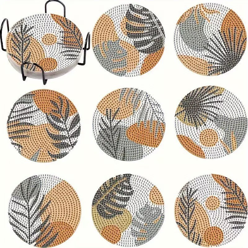 Plant Diamond Painting Coasters 8Pcs