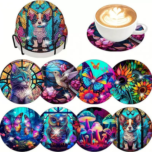 Animals Diamond Painting Coasters 8Pcs