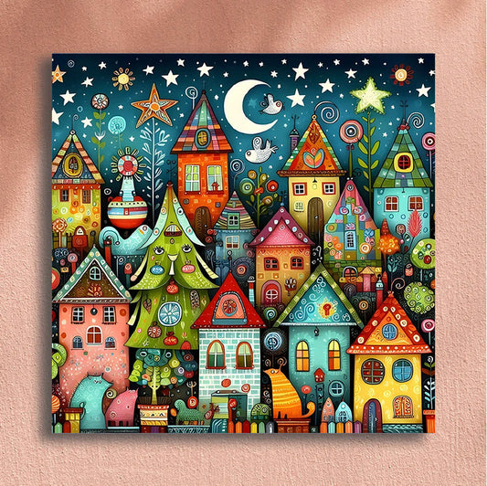Painting By Numbers Kit - Abstract Colorful Town