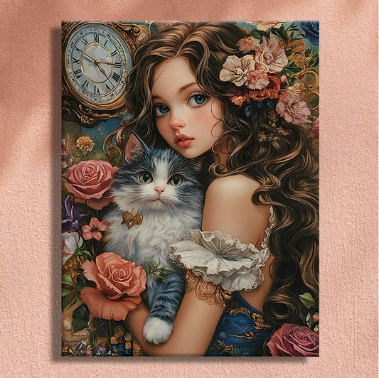 Painting By Numbers Kit - Girl And Cat