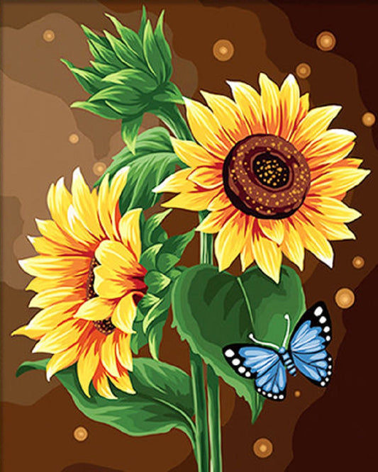 Paint By Numbers Kit - Sunflowers and butterflies