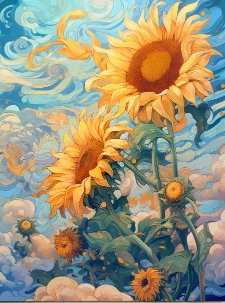 Paint By Numbers Kit - Abstract Sunflower