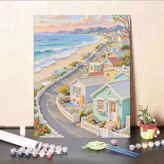 Painting By Numbers Kit - Seaside Town
