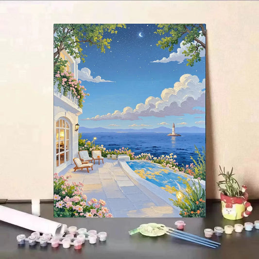 Painting By Numbers Kit - Seaside Scenery