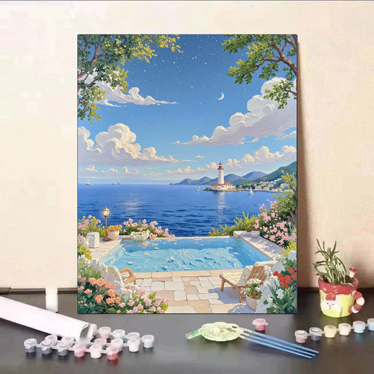Painting By Numbers Kit - Seaside Scenery