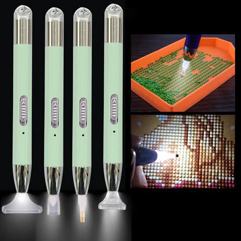 Diamond Painting Rechargeable Luminous Light Point Drilling Pen with Multi Replacement Pen Heads